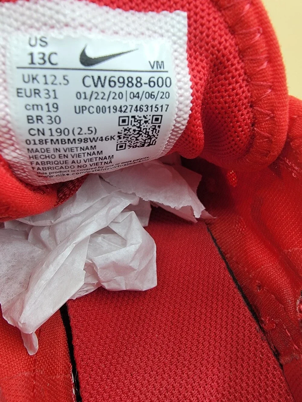 Nike Air Max 270 RF Little Kid's Shoes Size 13C Red Boys Girls Running Walking